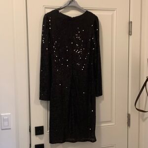 Nicole Miller Black Sequin Long Sleeve Dress
